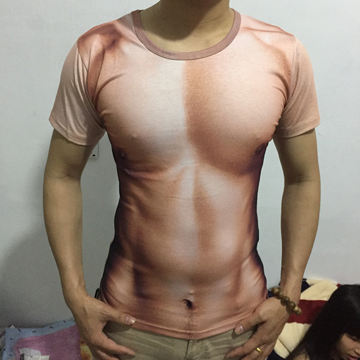 泰国男士肌肉印花T恤（多图）