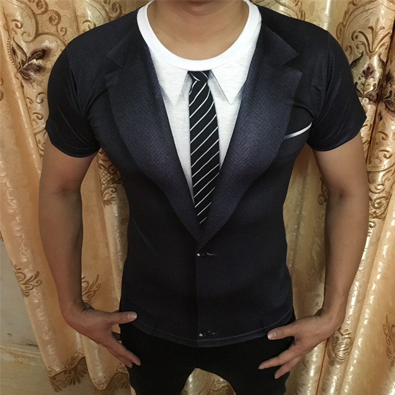 泰国个性西装印花T恤