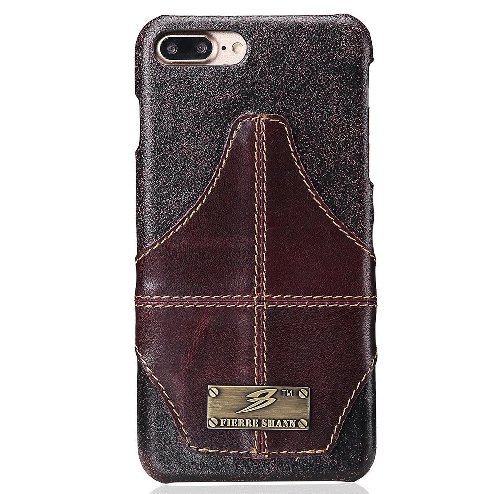 WOOZU 沃卒 iPhone 8 手机壳真皮保护套 牛皮后壳 iPhone 8 真皮皮套 iPho