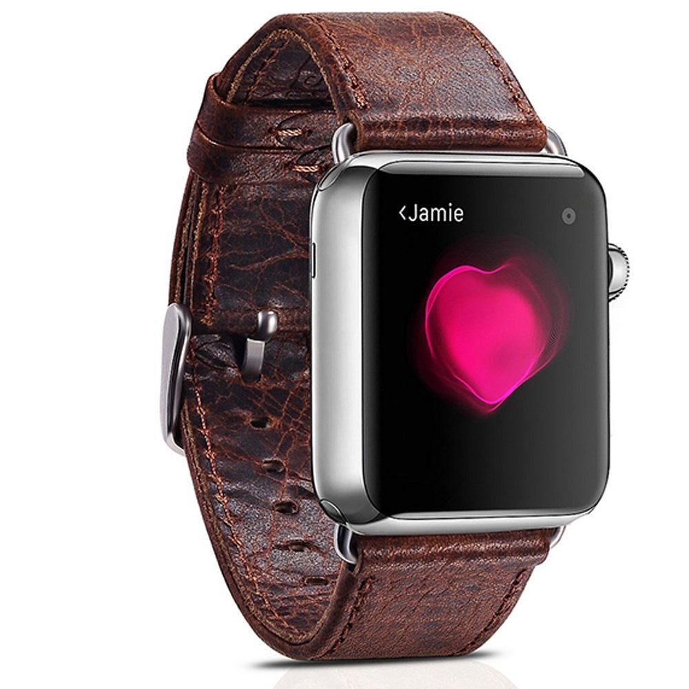 WOOZU 沃卒Apple Watch 2表带 精美表壳真皮表带2合1 (深棕)