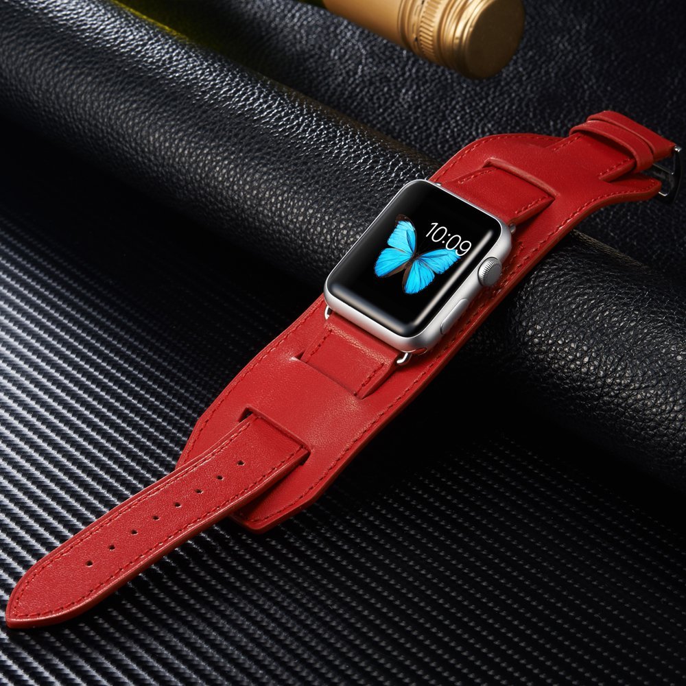 WOOZU Apple Watch Series 2 42mm表带 苹果手表3代替换表链(幽魅红)