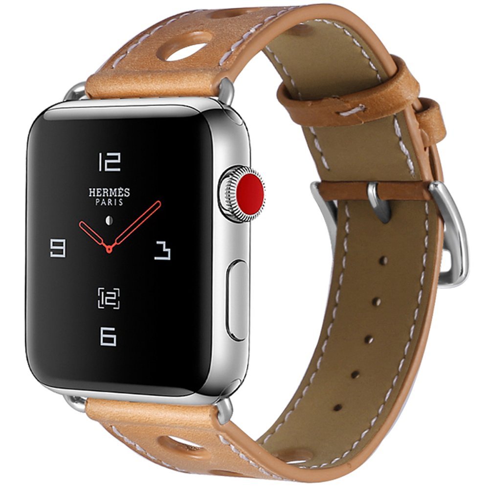 WOOZU沃卒 Apple Watch 3 42mm表带 苹果手表3代替换表链(温暖棕)