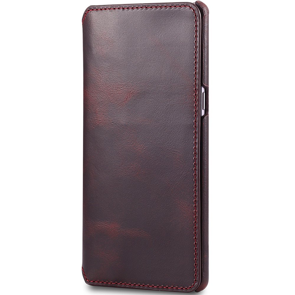 WOOZU沃卒 三星盖乐世Note8复古简约真皮牛皮手机壳(酒红)