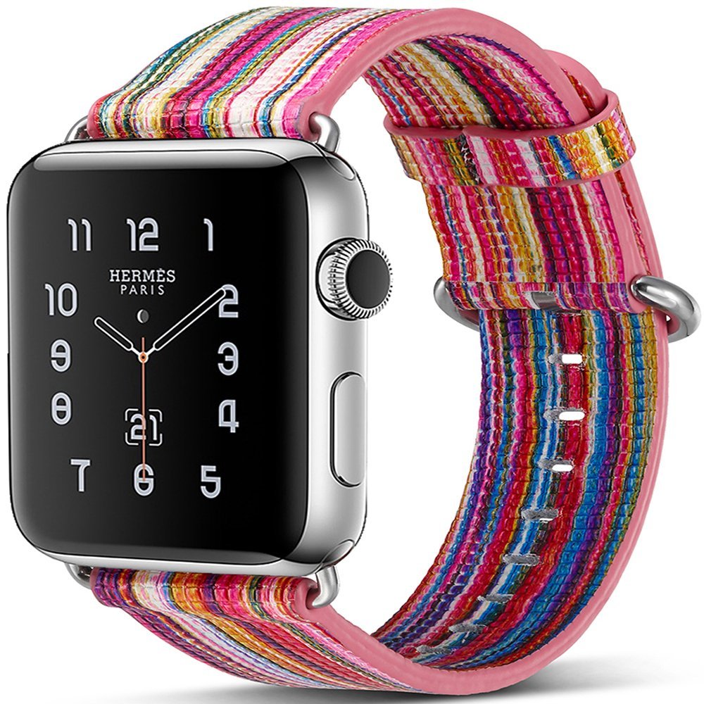 WOOZU沃卒 Apple Watch 3 42mm表带 真皮彩绘表带 (彩D)