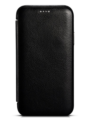 WOOZU沃卒 iPhoneX手机壳手机膜真皮 iPhone X 真皮保护套 保护膜(经典黑)