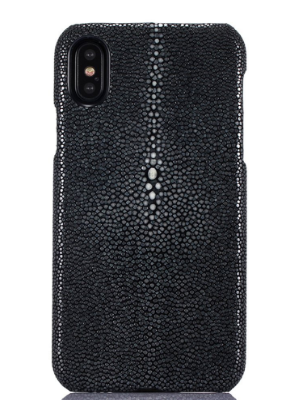 WOOZU沃卒 iPhone X 真皮原皮手机壳保护壳保护套 经典黑白相间 (一线天)