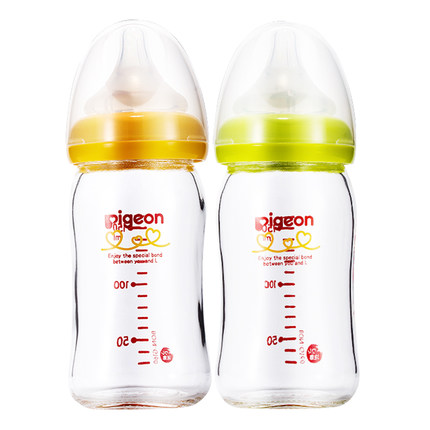 日本贝亲新生儿母乳实感玻璃奶瓶160ml宽口径防胀气